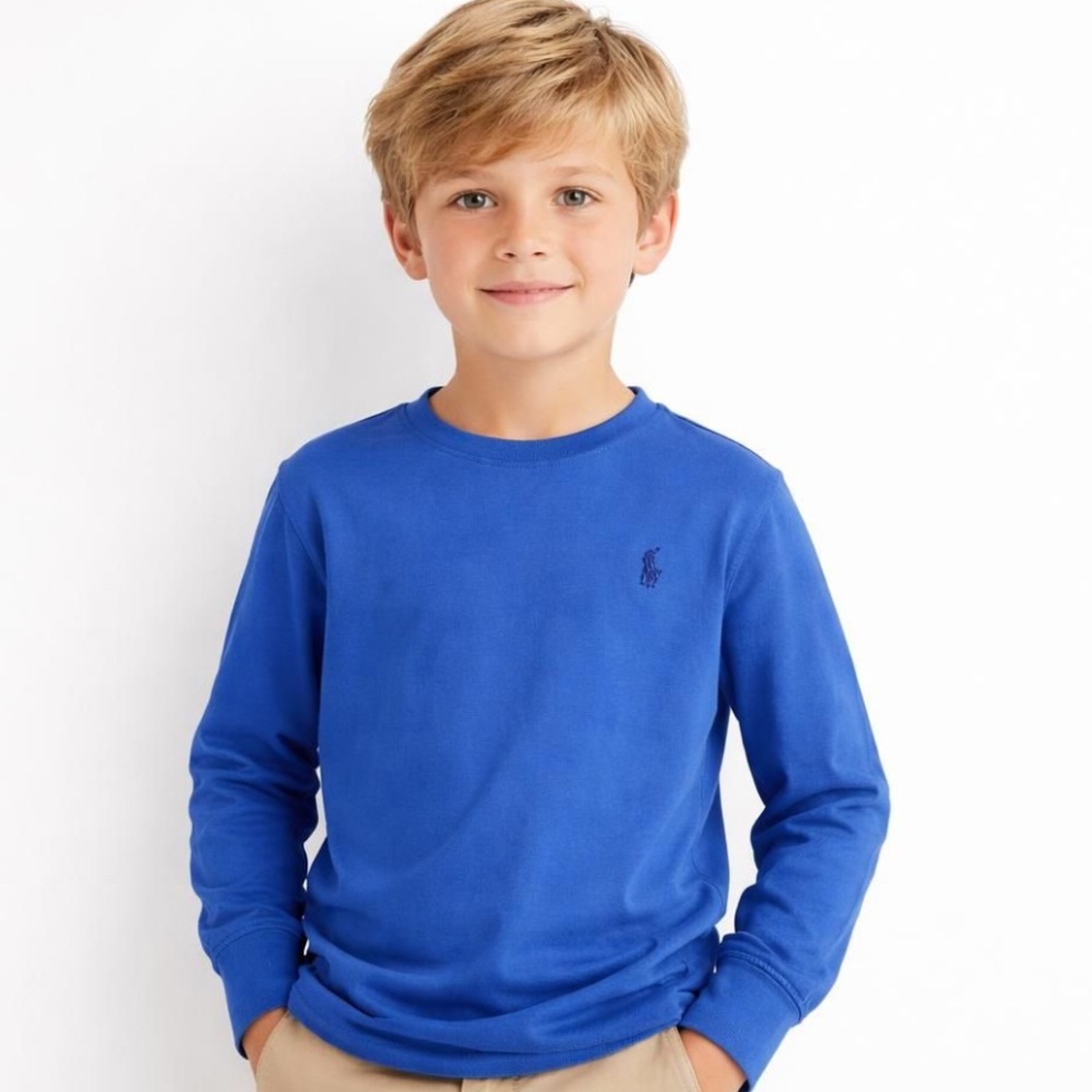 Boys Ralph Lauren Blue Long Sleeve Crew Neck Shirt Size 6